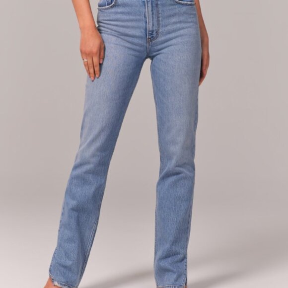 Abercrombie & Fitch High Rise 90s Relaxed Jean With Split Hem Curve Love- 2 - Picture 4 of 5